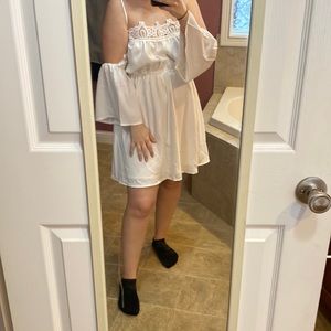 White dress off the shoulder